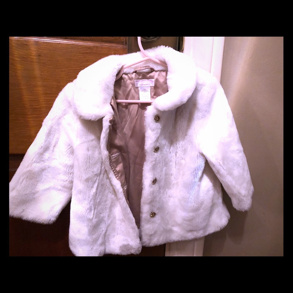 White Janie and Jack faux fur coat